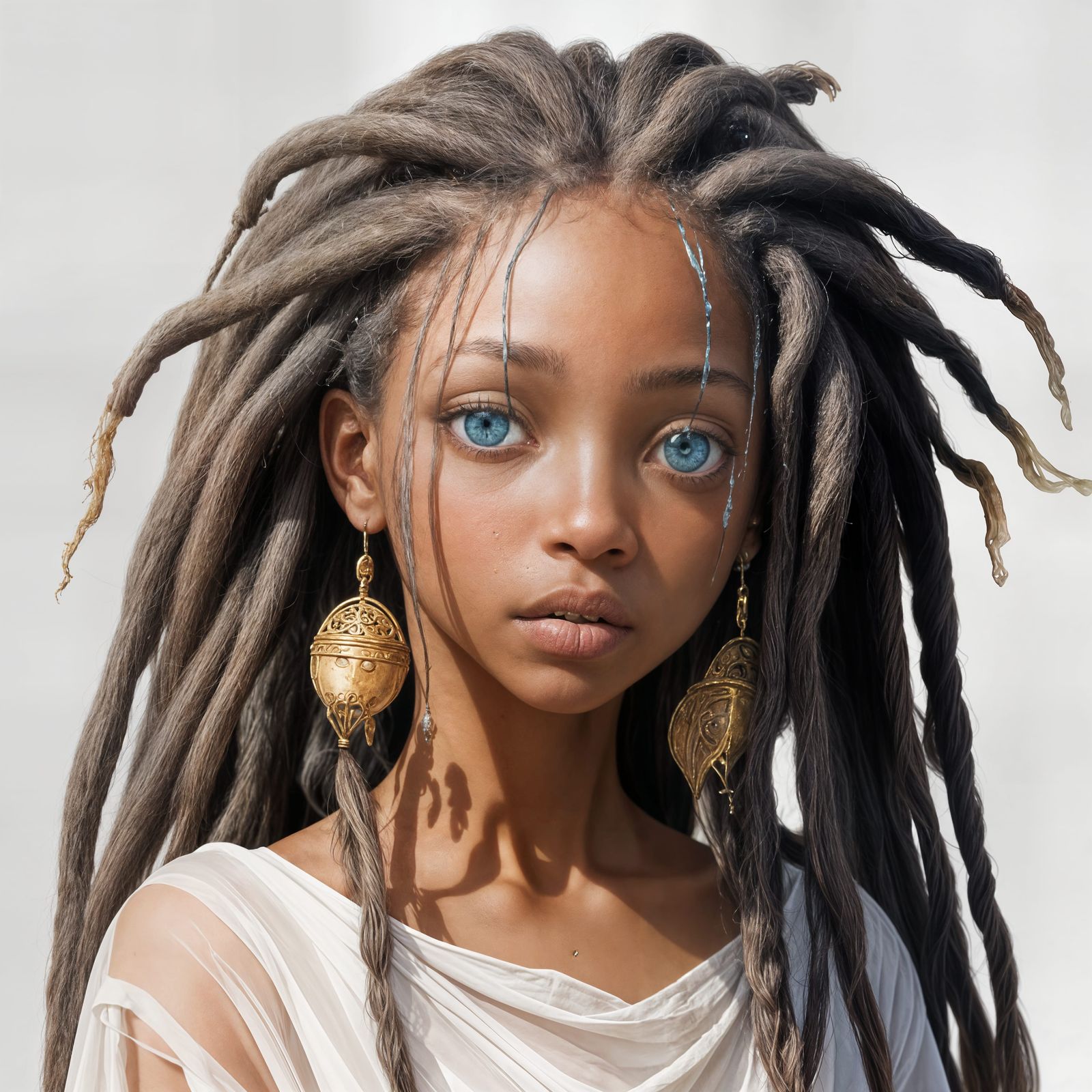 Impressionistic Watercolor Portrait of a Young African Child