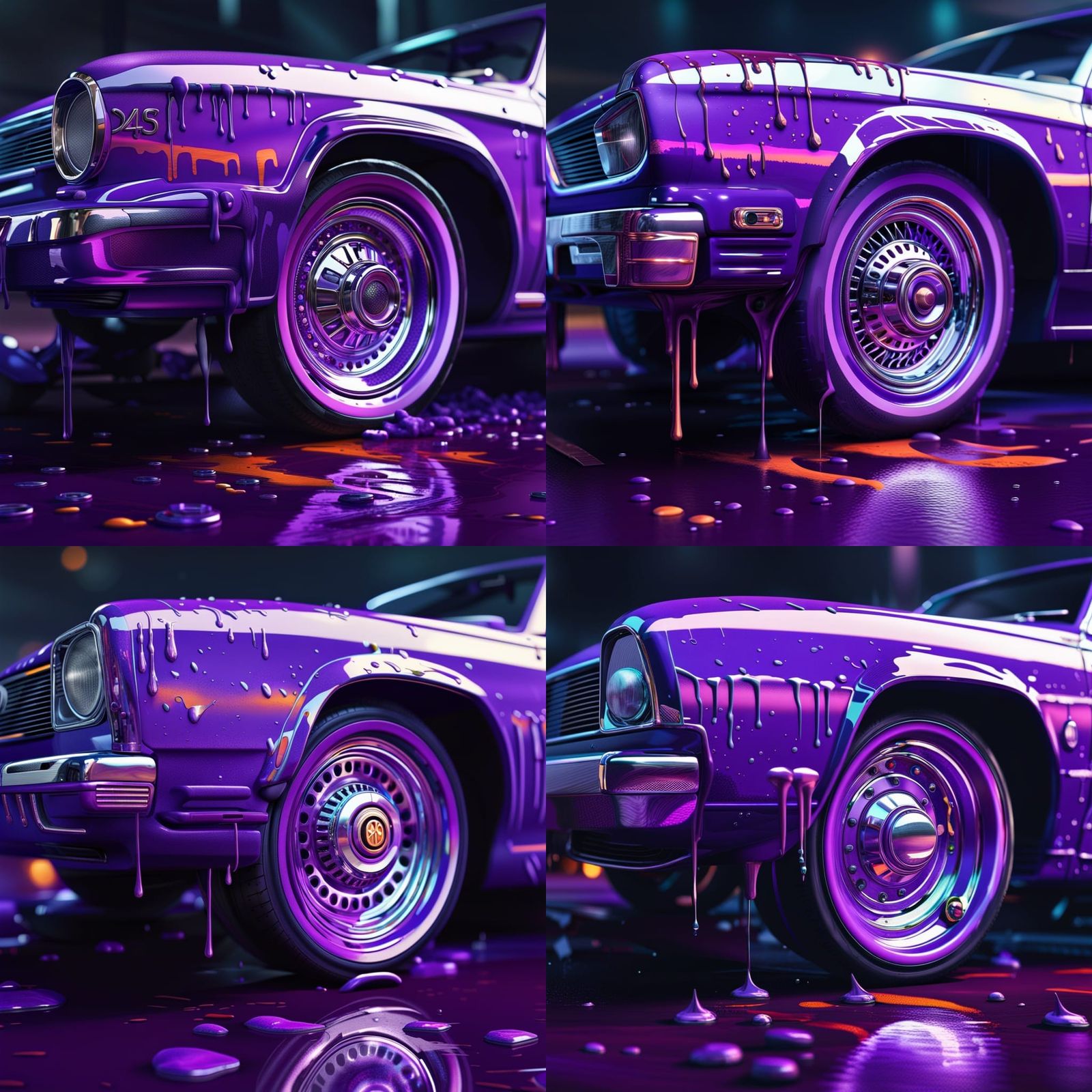 A purple car with 