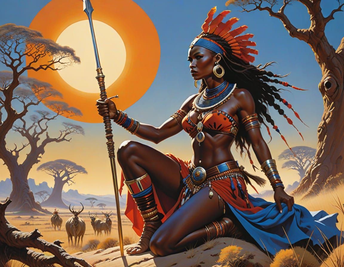 Maasai Huntress.  by @Lorendiac H