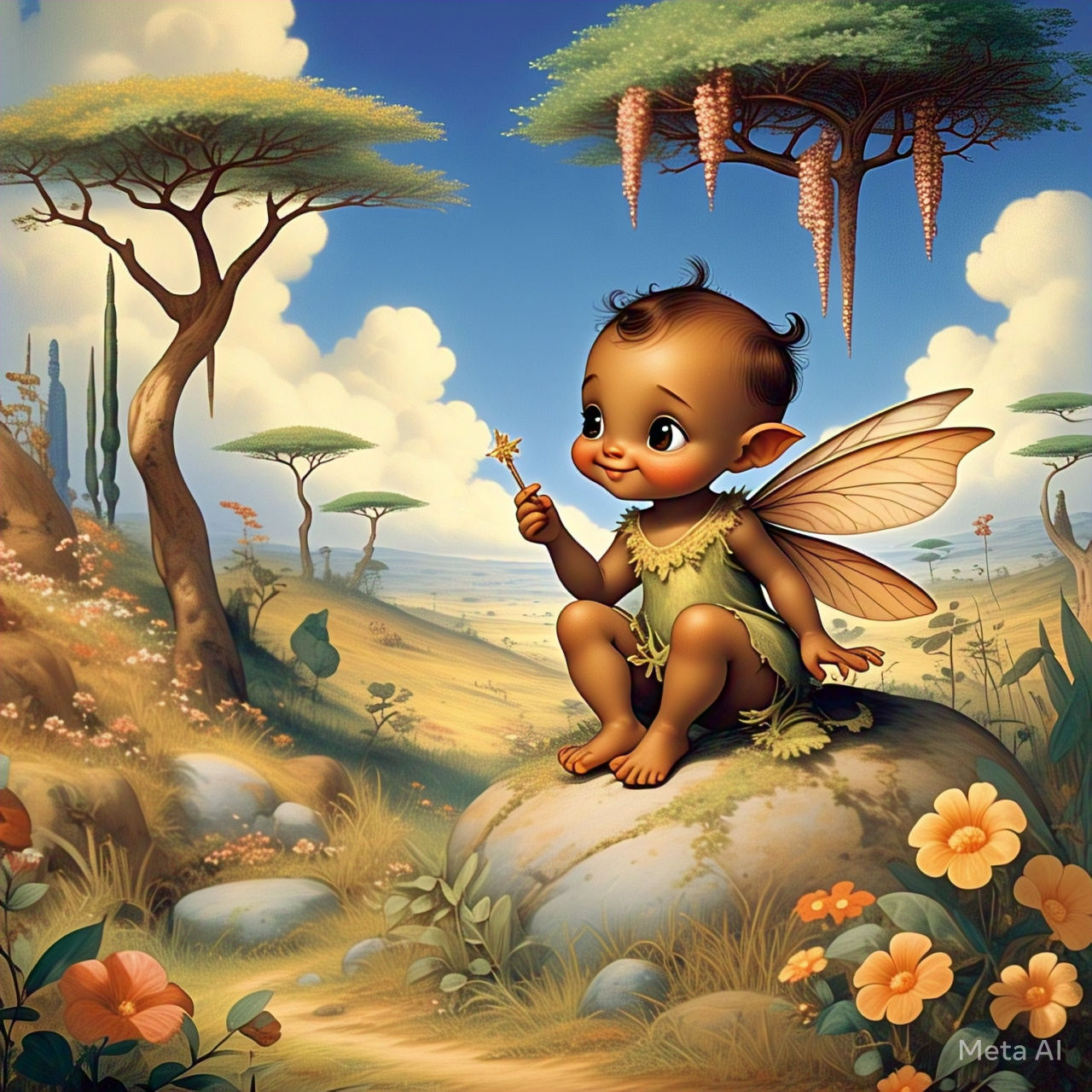 AfroFaerie on a rock