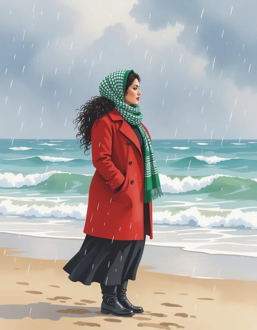 Standing at the beach (HiDream i1 Fast - Qwen Image Edit)