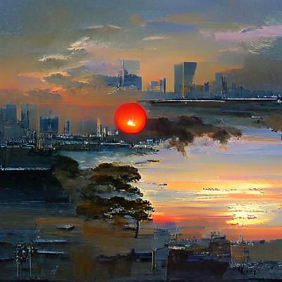 sunset at tokyo