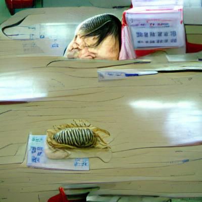 An Isopod Chinese Teacher Sleeping During Her Class