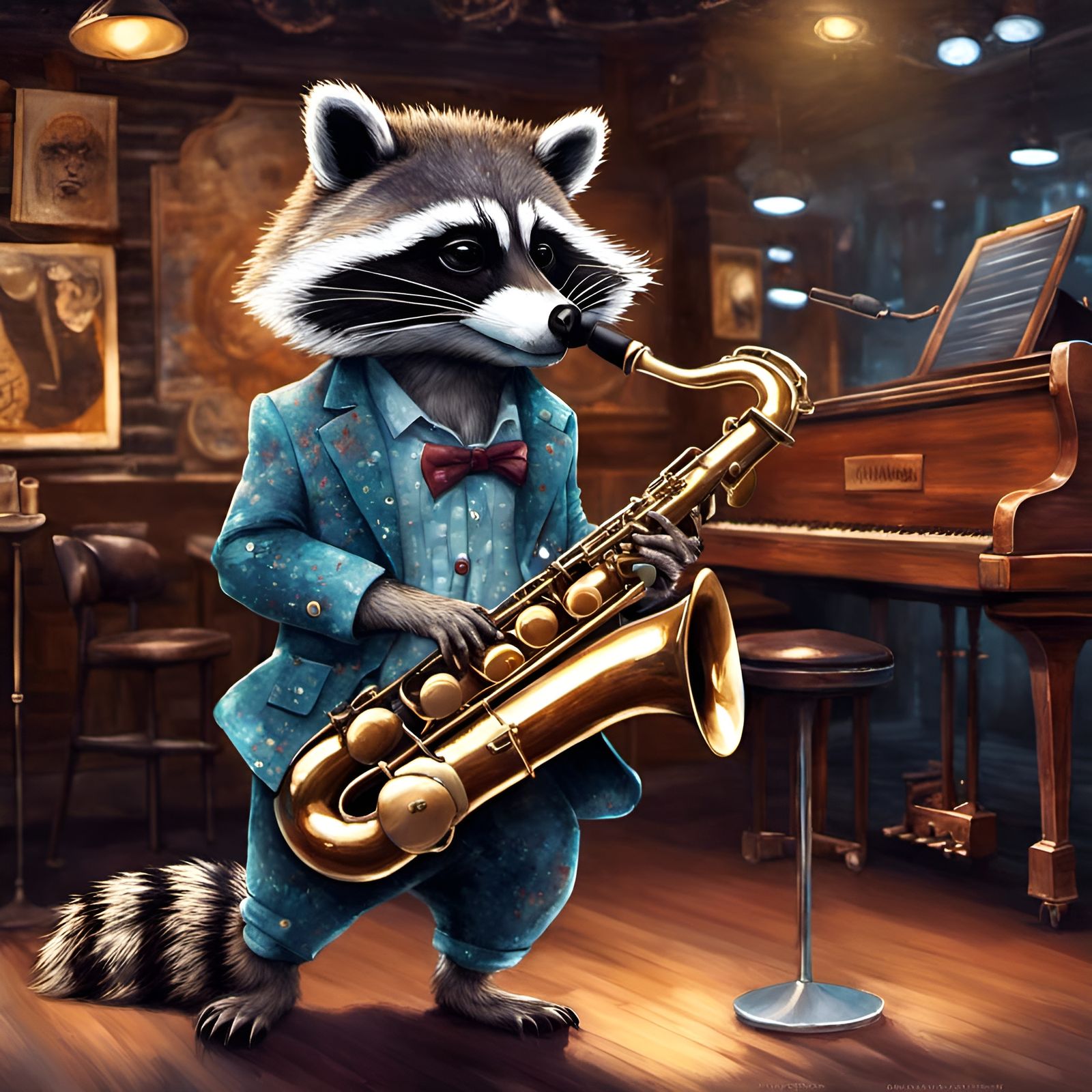 Raccoon Playing the Blues  by @Sharonjoy