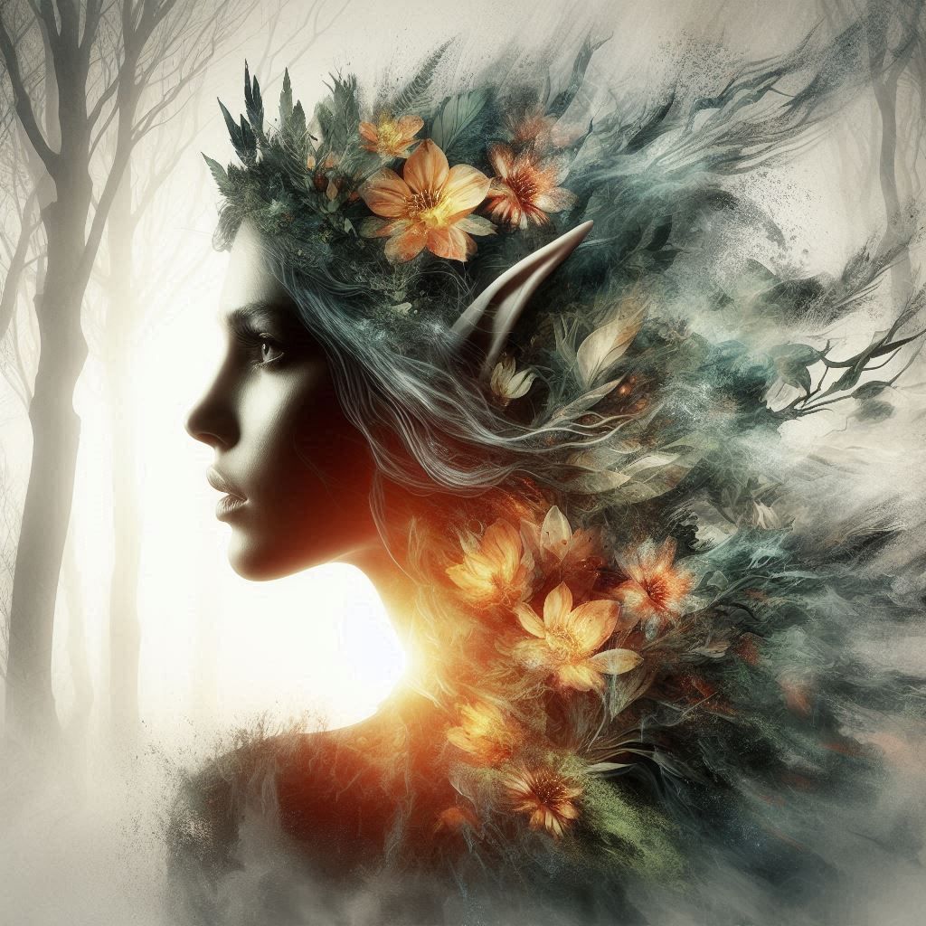 double exposure beautiful fantasy portrait landscape..