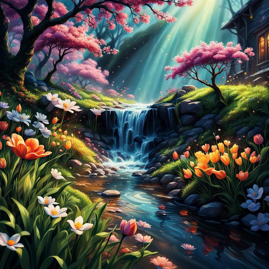 Spring Waterfall  by @Suz