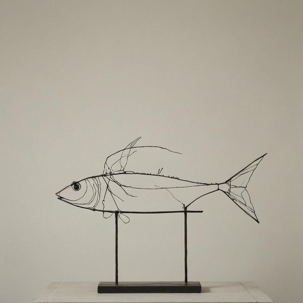 Minimalistic fish by  Alberto Giacometti Surrealist sculptor