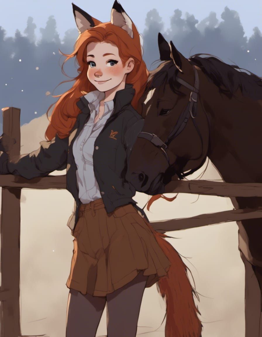Fox-girl VIXEN with a pony.