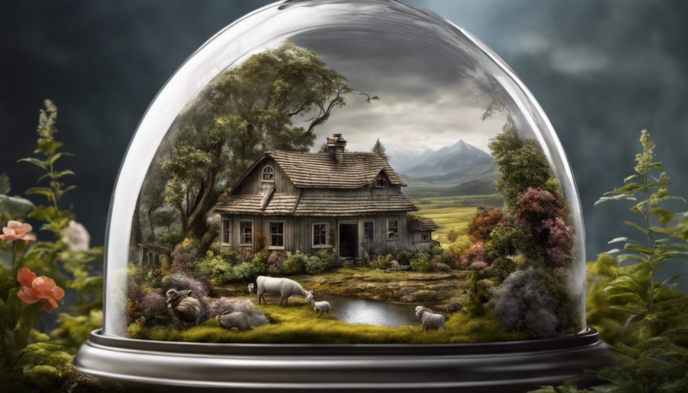 cloche containing a little ecosystem 021