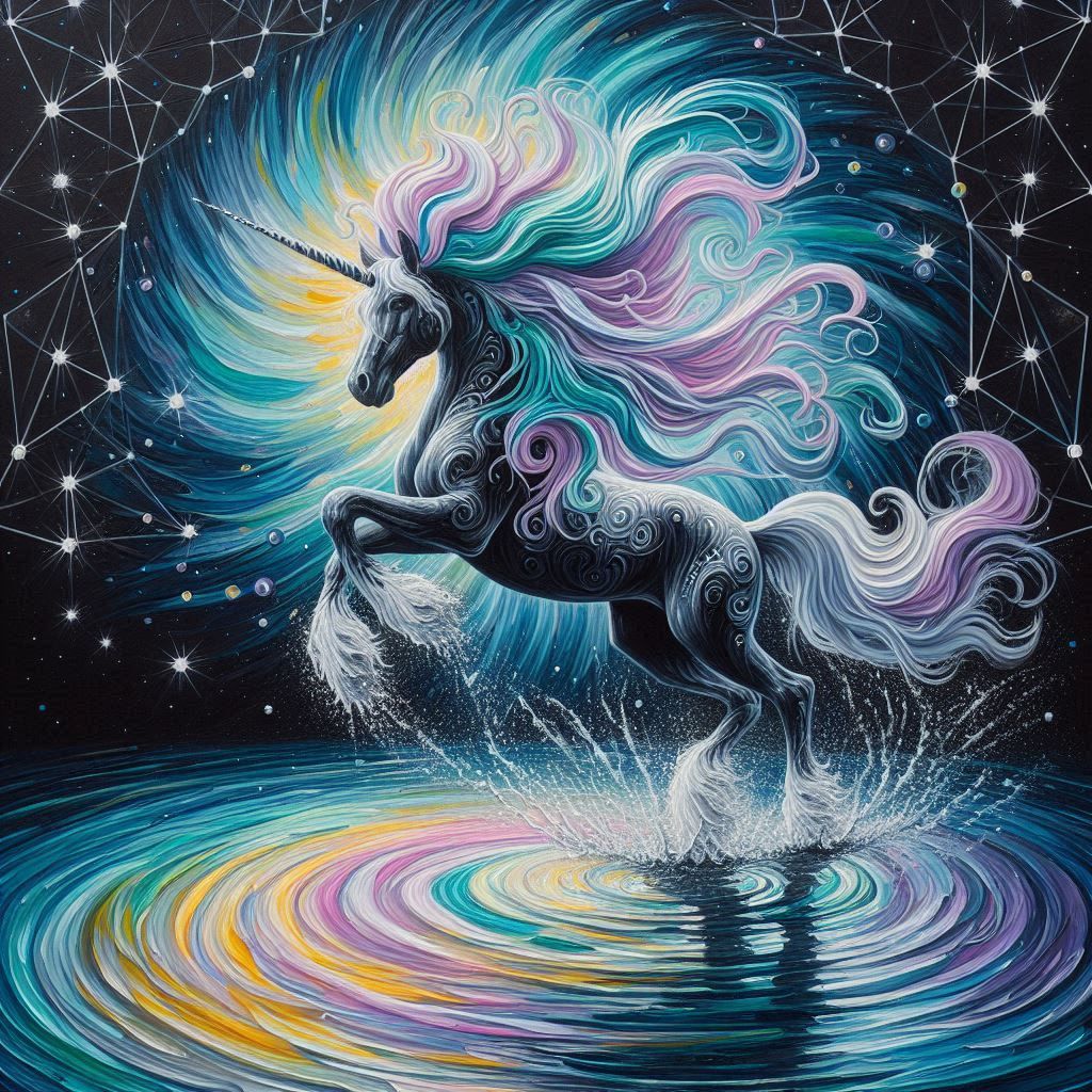 Impasto Painting: A magnificient unicorn