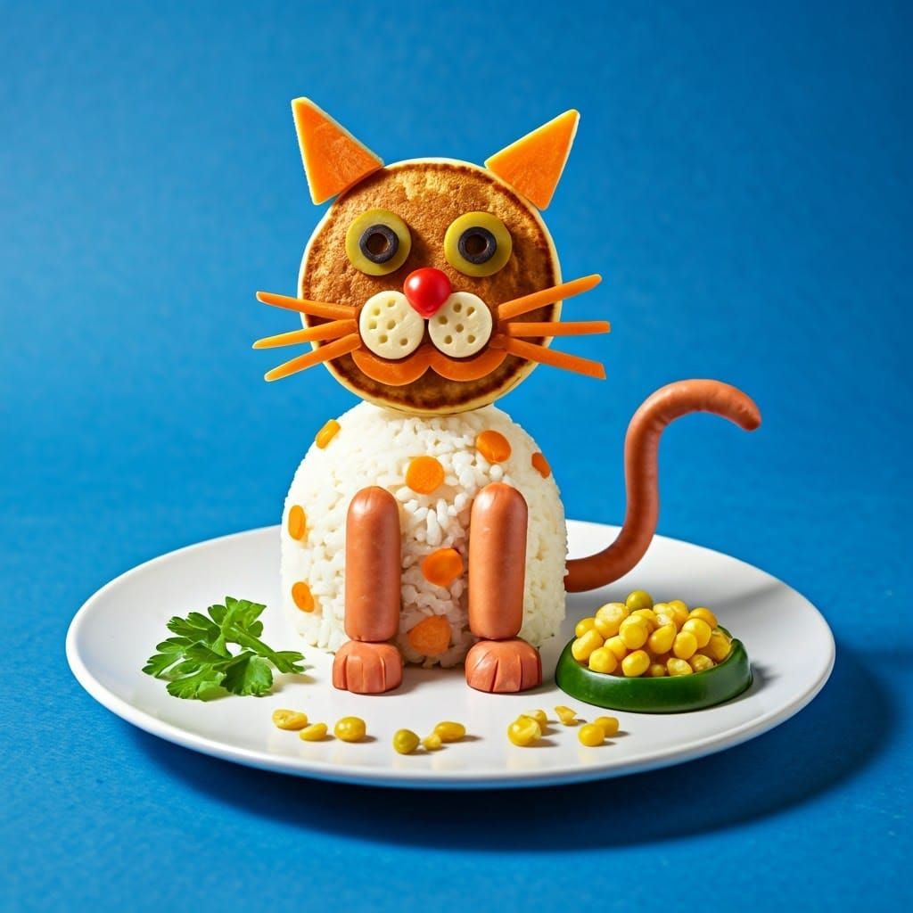 Whimsical Feline Sculpture in Dreamy Fantasy Style