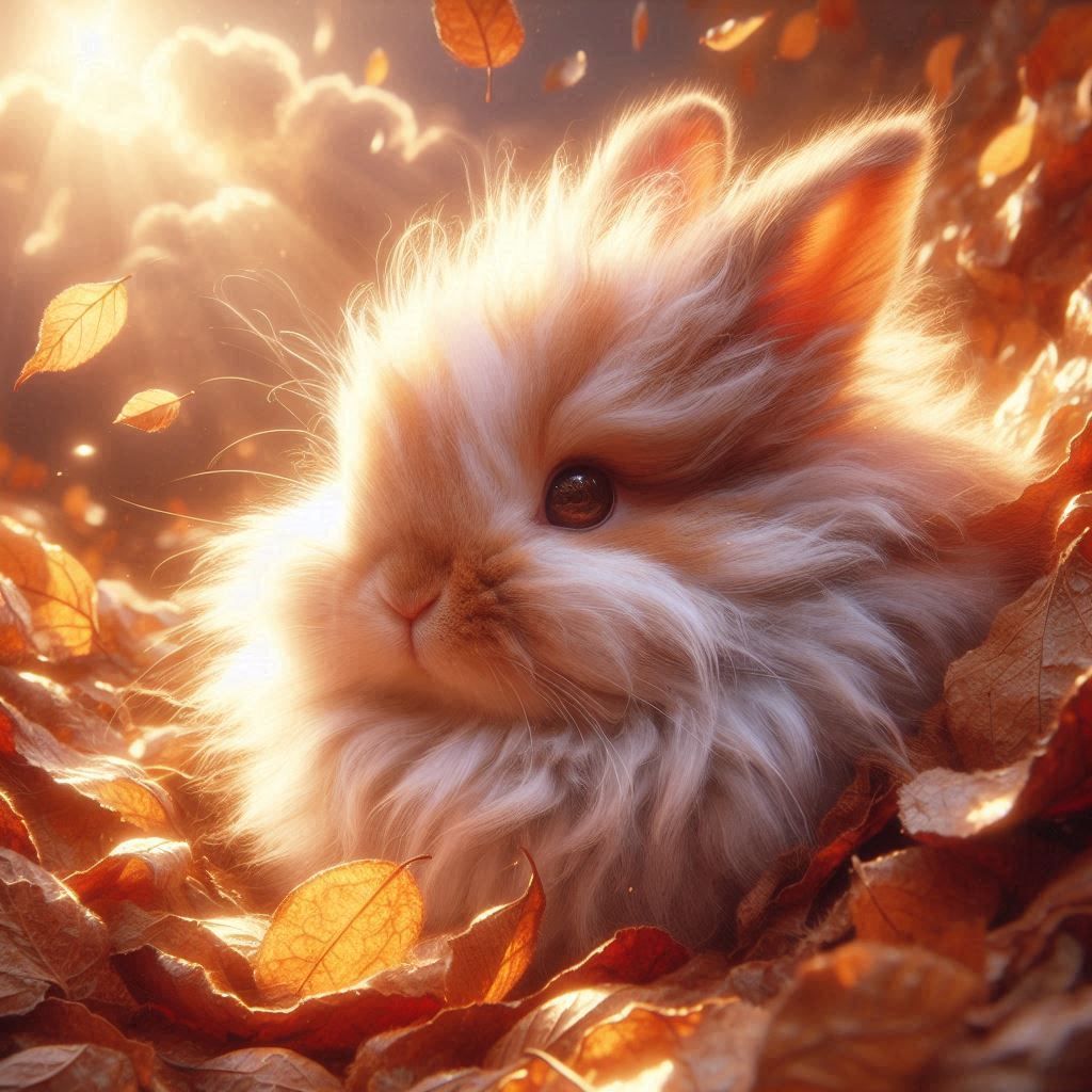 Winner of 2 Community "Cute Animals" Challenges and a Community "No Theme Mania" Challenge - Cute Bunny in Autumn