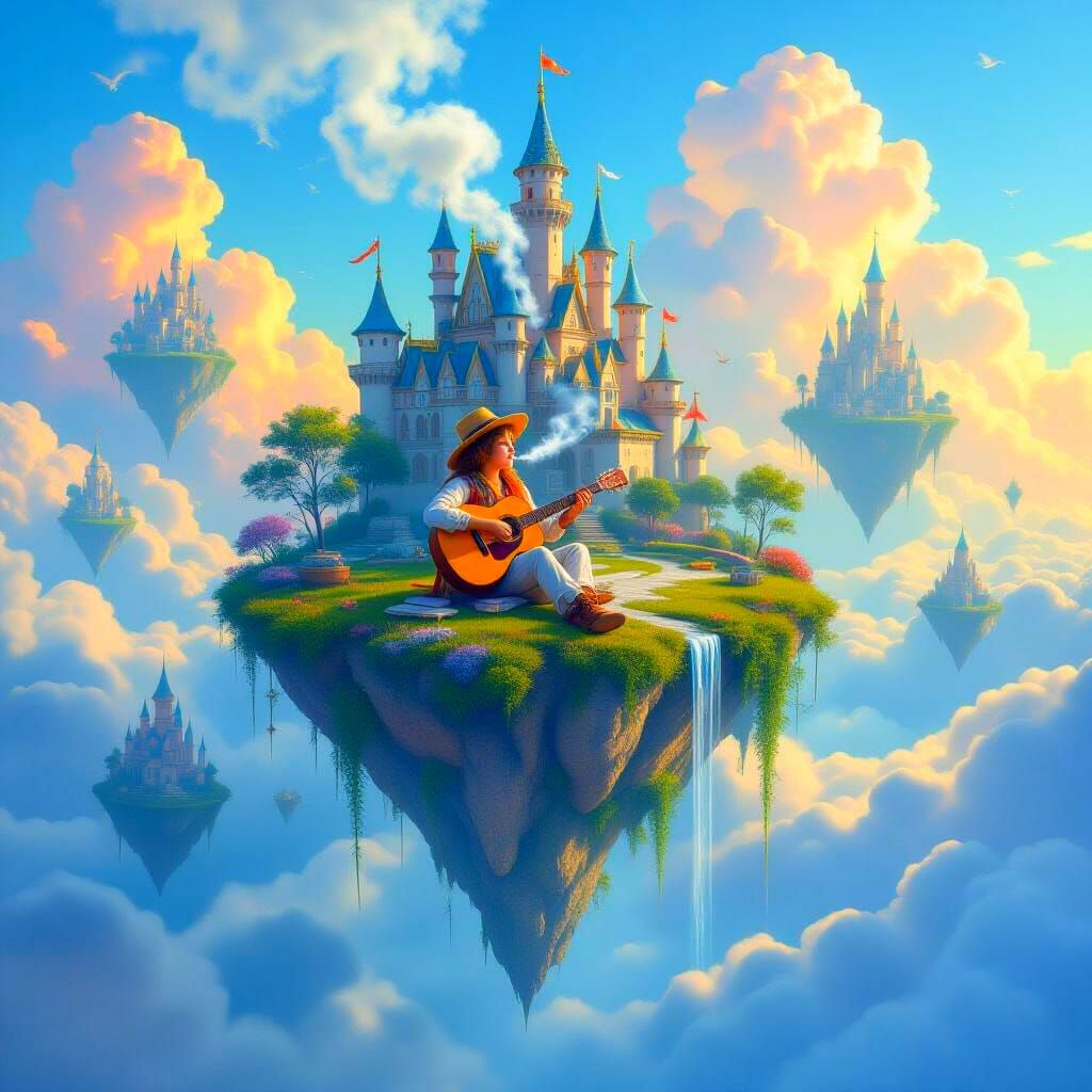 Floating Island Paradise with Hippie Musician