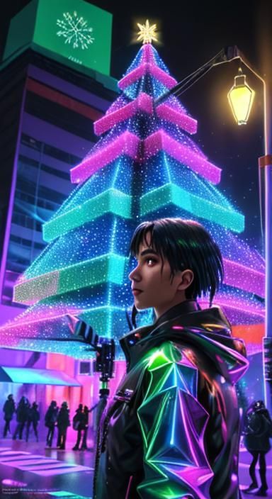 Futuristic Christmas Tree - AI Generated Artwork - NightCafe Creator