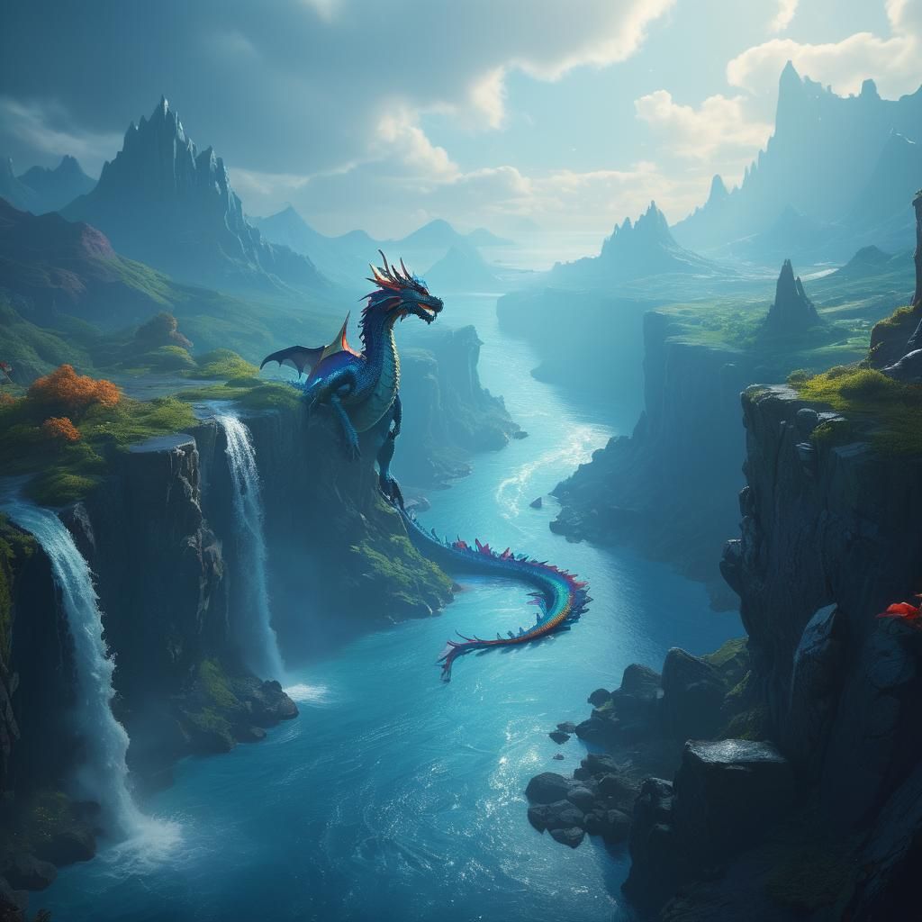 Detailed Dragon Concept Art in Polychromatic Colors