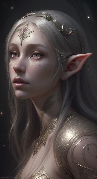 Beautiful elf ; ; Realistic art, 2.5D digital illustration, insanely ...