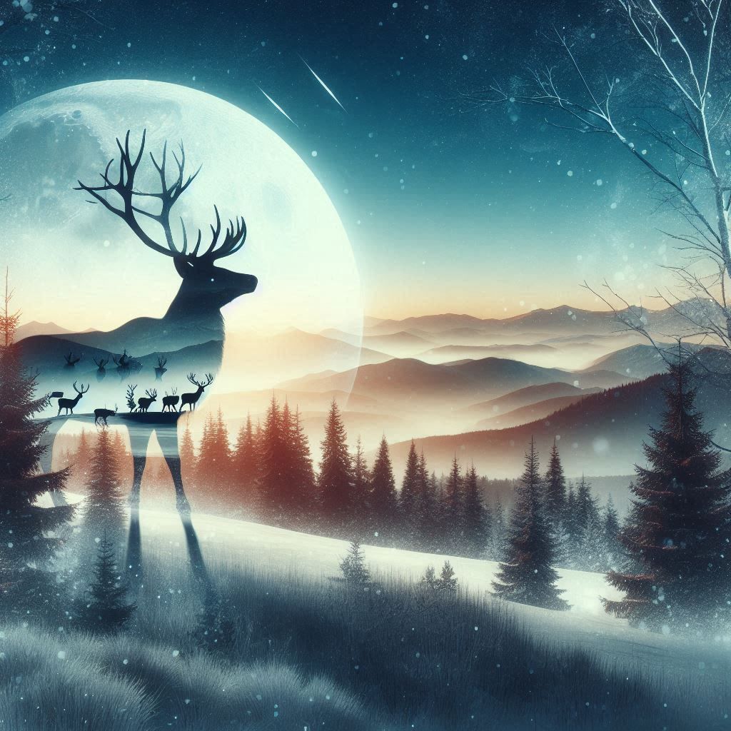 double exposure beautiful fantasy DALL-E 3 portrait landscape..