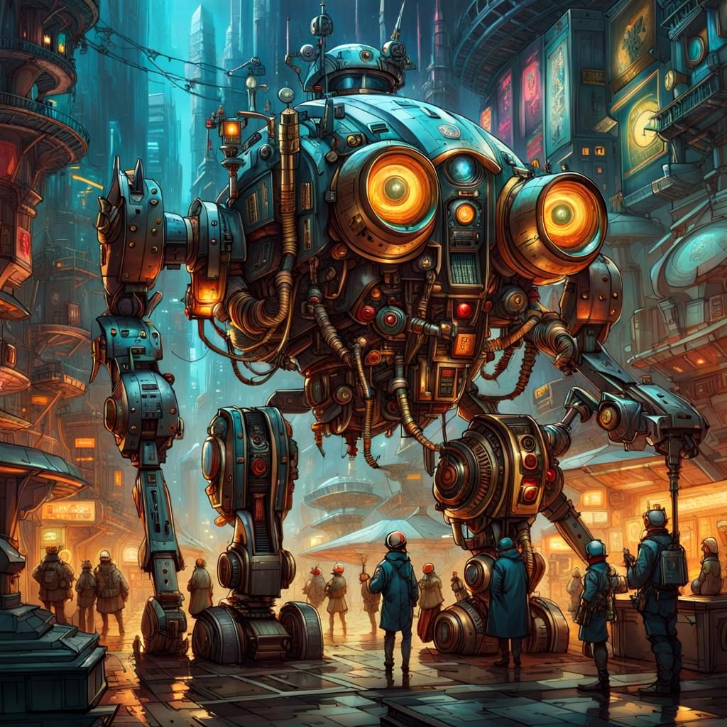 Futuristic Giant Robot - AI Generated Artwork - NightCafe Creator