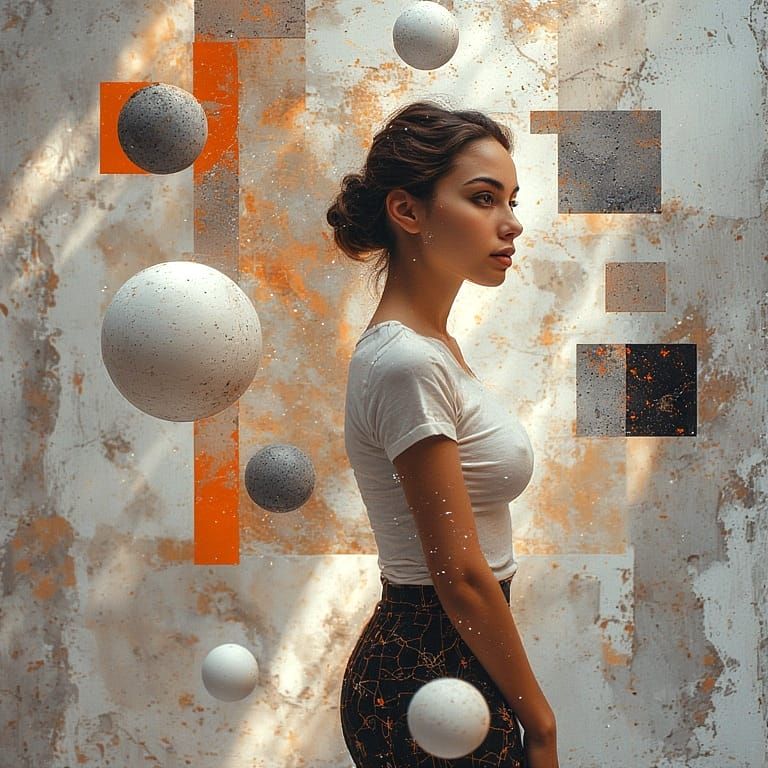Side portrait with spheres