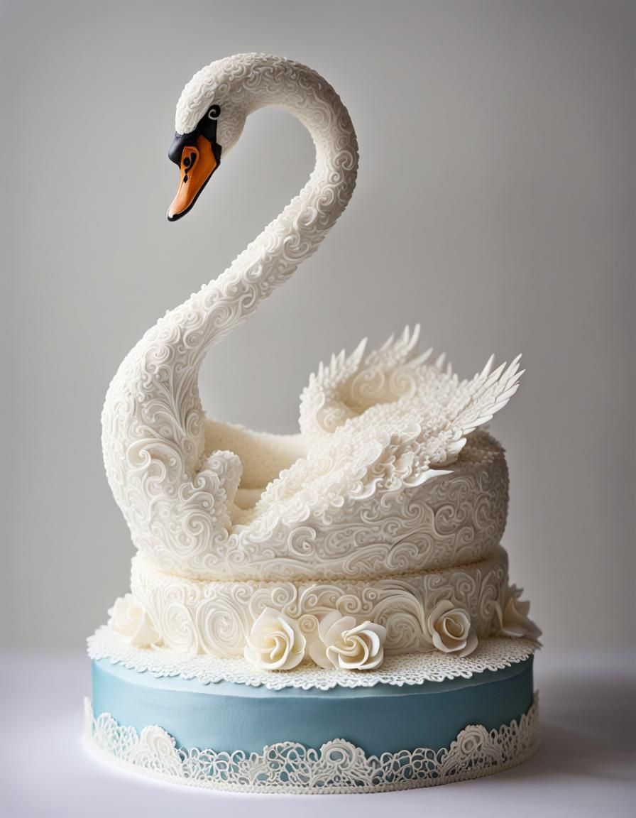 Swan Cake Sculpture   by @Moonlight Dawn