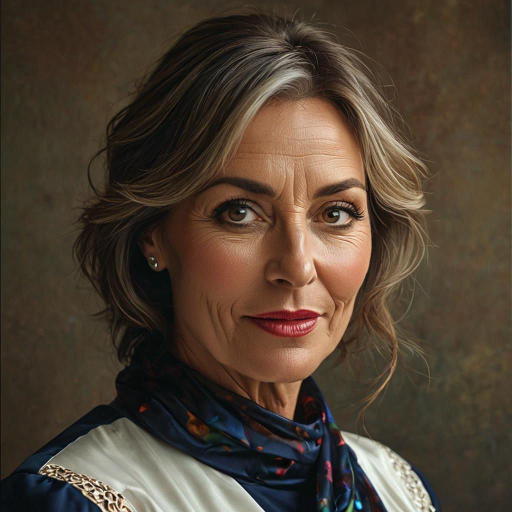 Laughing Woman in Surreal Landscape Portrait