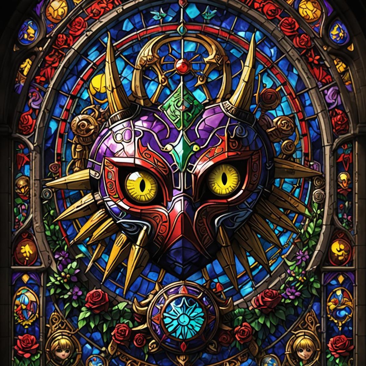 Majora s mask in stained glass ai generated artwork nightcafe creator