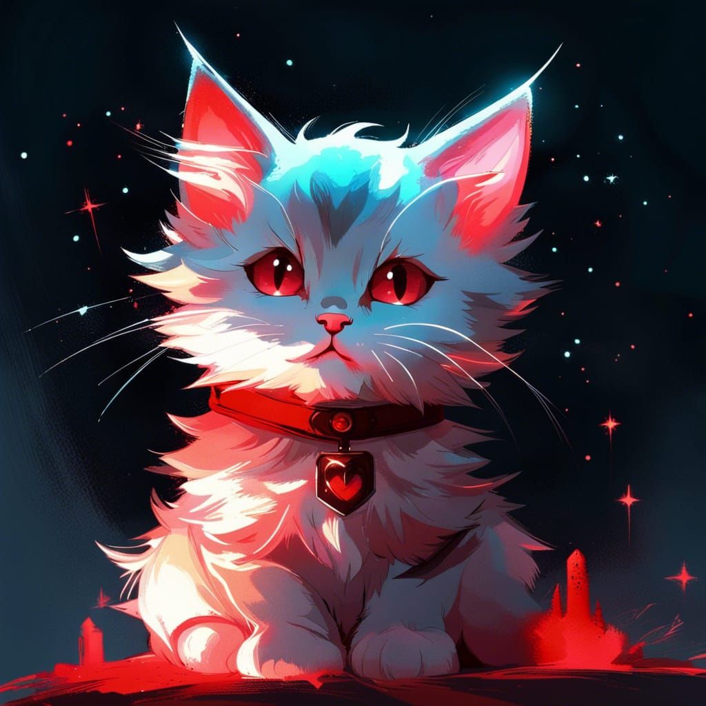 an adorable cute fluffy kitten as campire made as constellat...