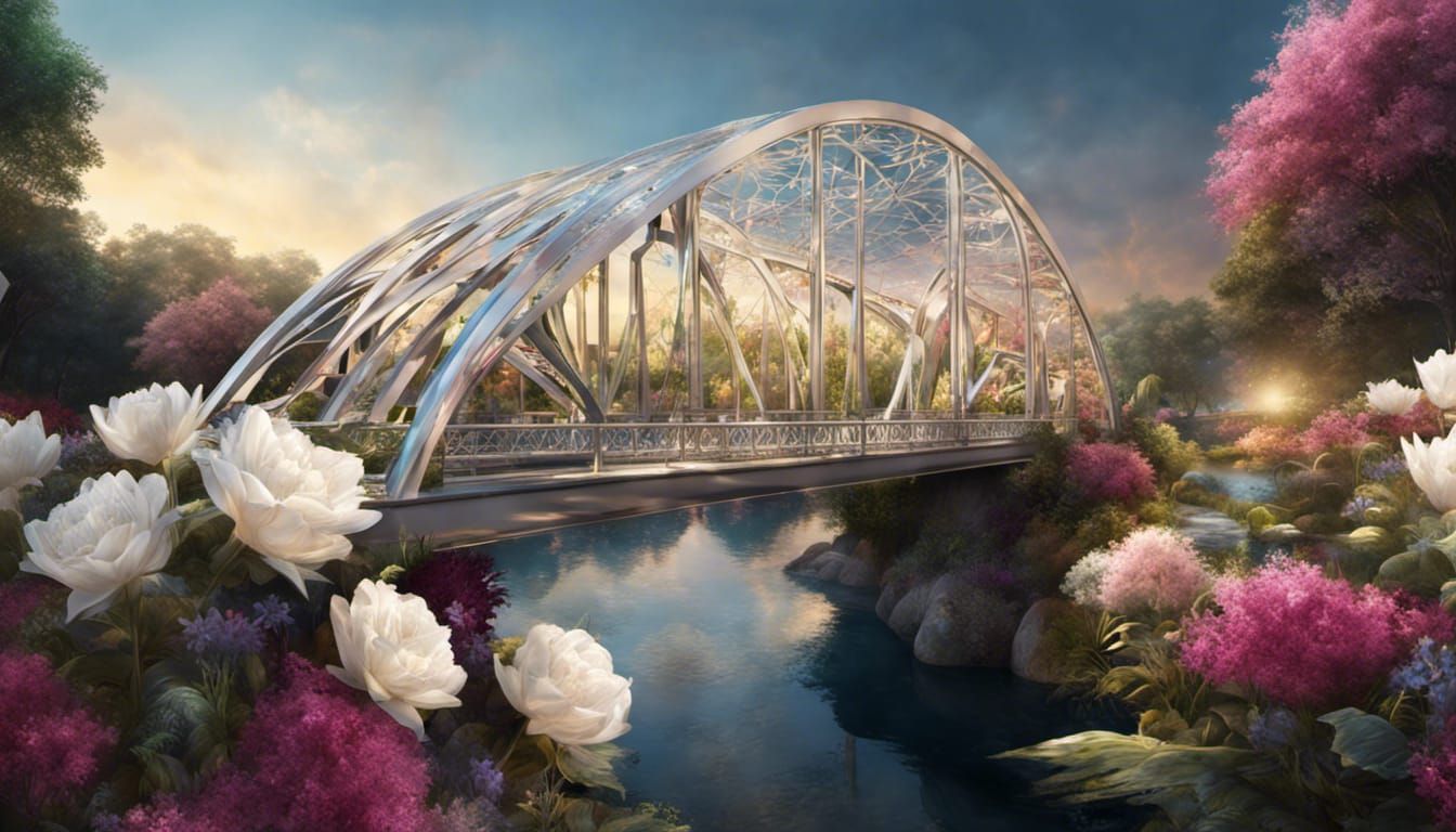 Bridge among flowers