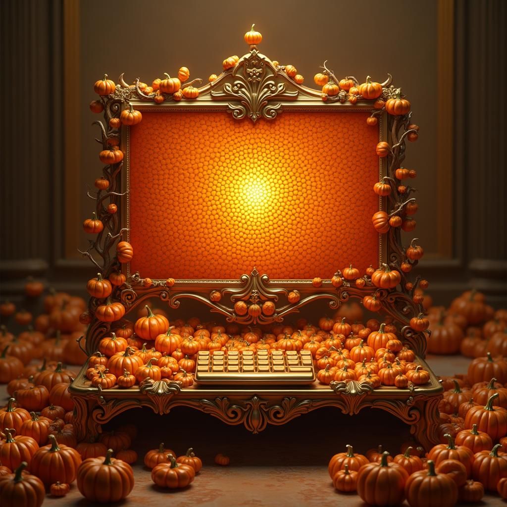 draw a computer that is made of small pumpkins