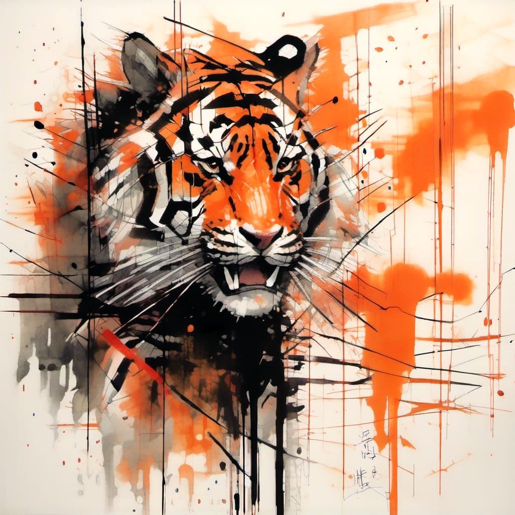 Vivid Tiger Ninja Art Painting