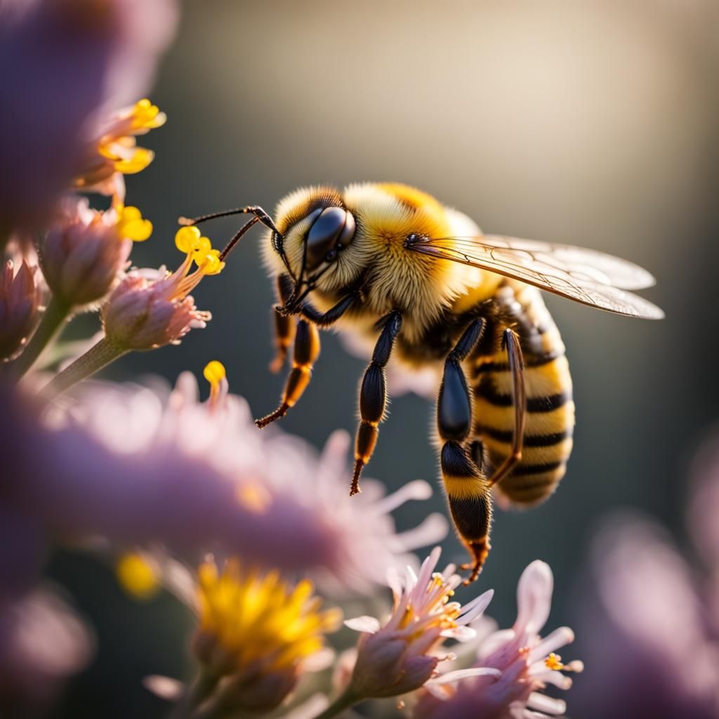 Une abeille arrive dans la ruche chargée de pollen  by @Jobriherya