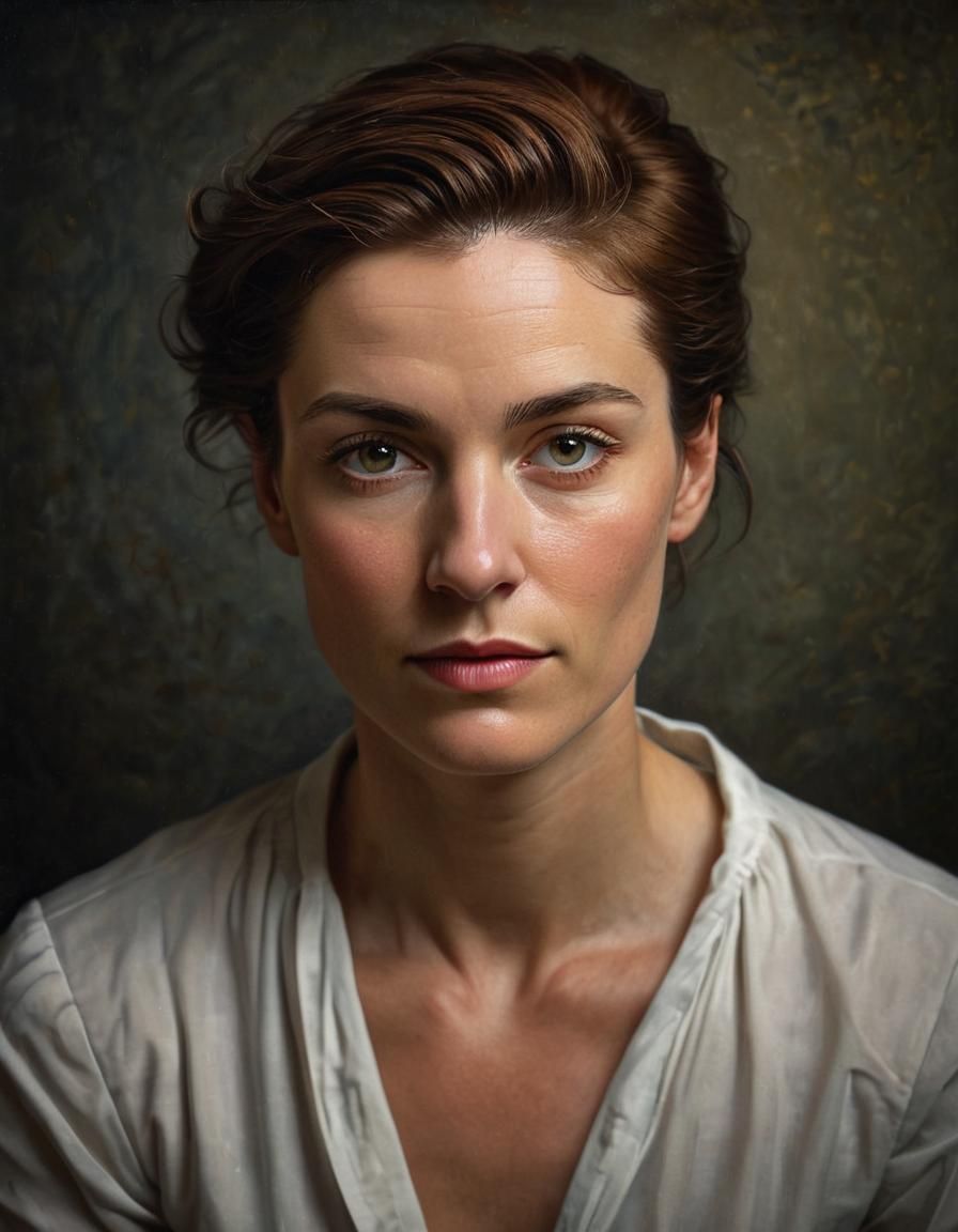 photorealistic oil painting in the Academicist style of Alexandre Cabanel, detailed and intricate portrait of a female Irish revolutionary,...