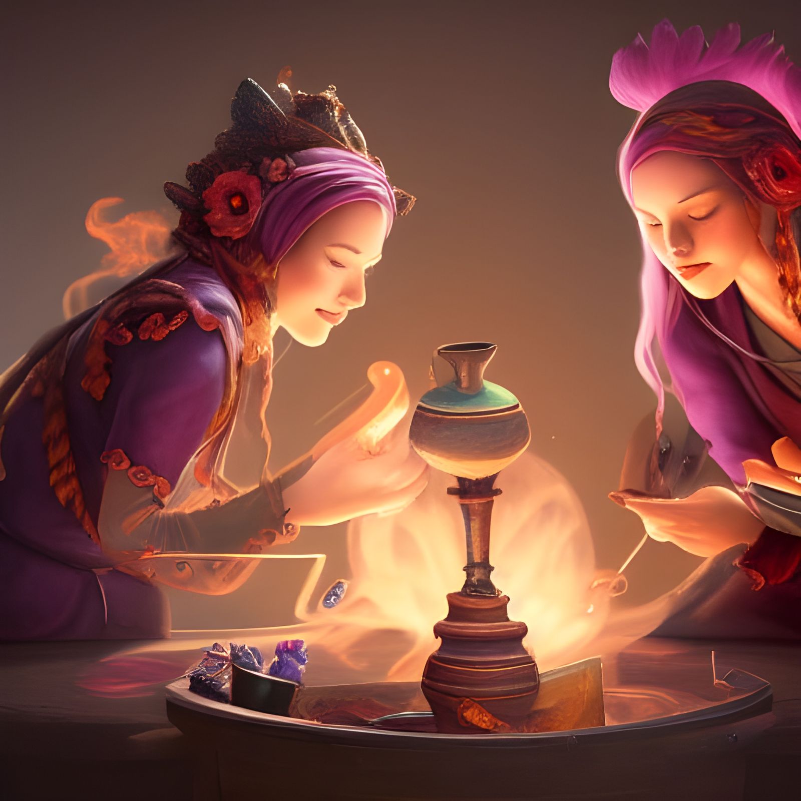 Two female potionmakers in love