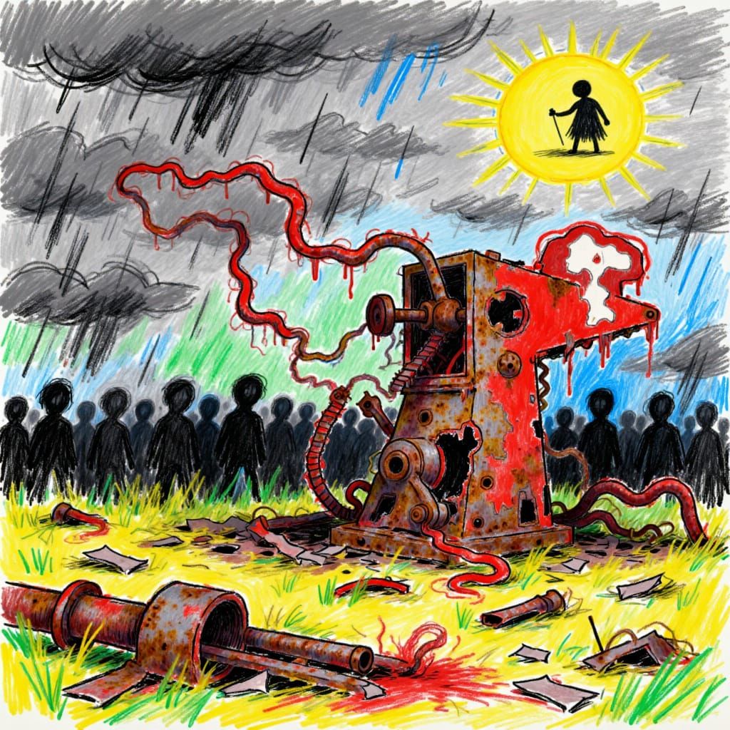 <lora:Dysturbd MarKyRz:1.0> a Gigantic, Modern Abstract Zombie Apocalypse, unnatural creepy text: "DysTurbd MarKyRz" logo, appearing intertw...