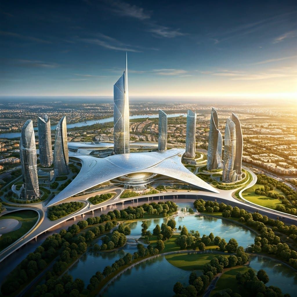 flying over the garden of eden futuristic city   by @mgafner
