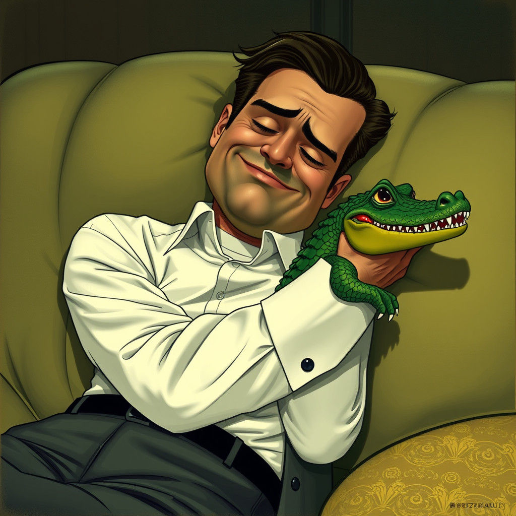 Man with Alligator Sleeve: Surreal Comic Art