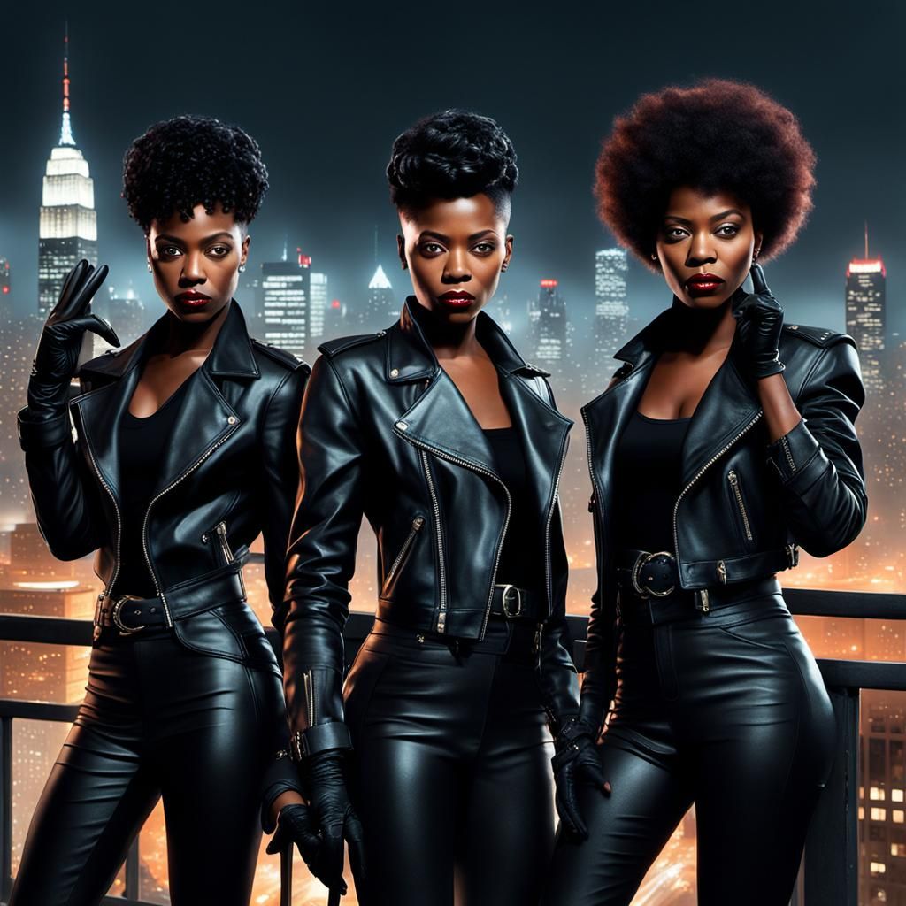 three stylish, short-haired Black women are real life sister...