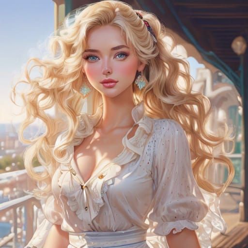 Stunning Blonde Bombshell Glamour Portrait in Soft, Natural....