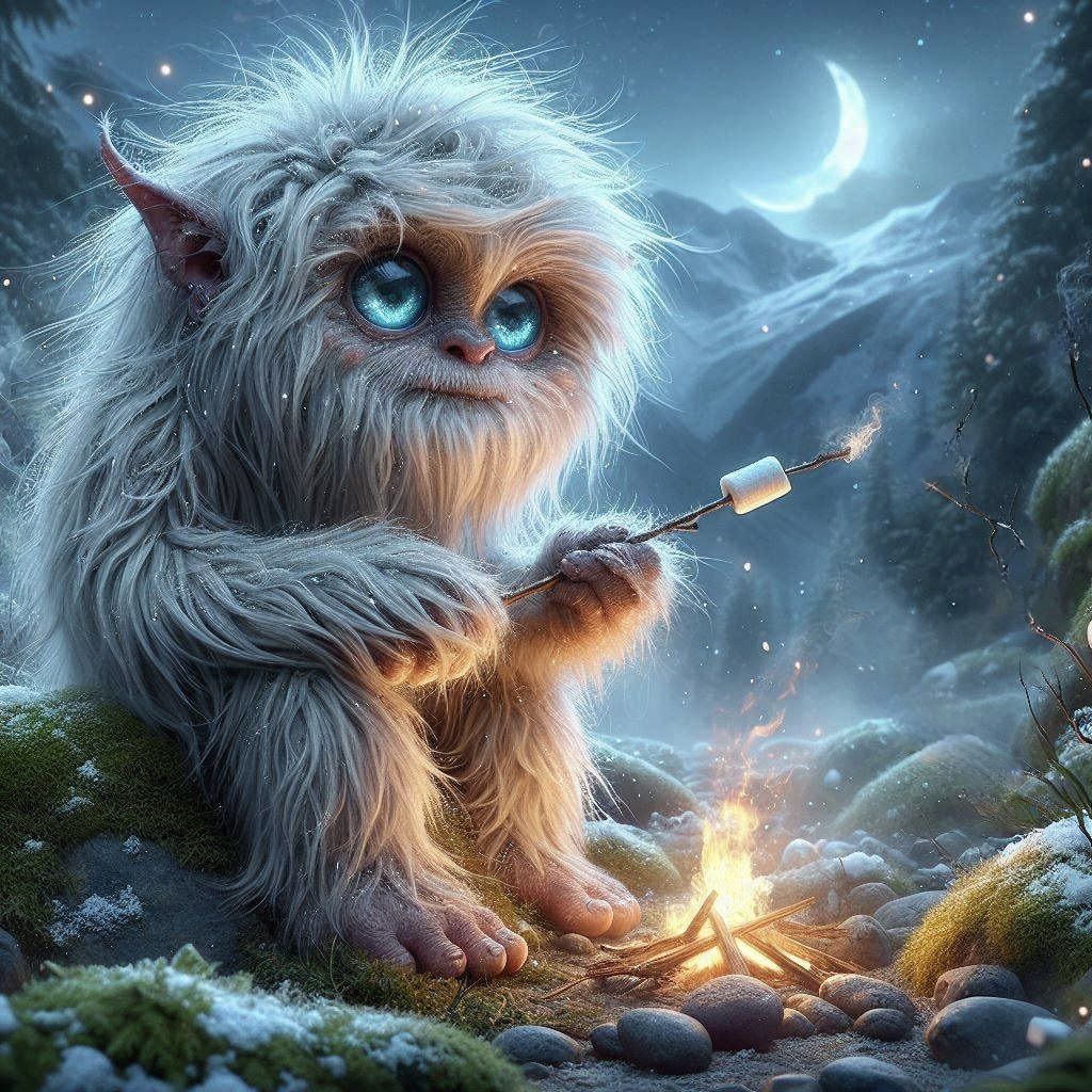 Yeti toasting marshmallow 2