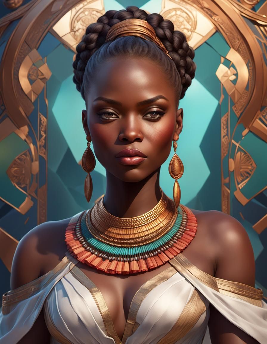African beautiful voluptuous woman in dress