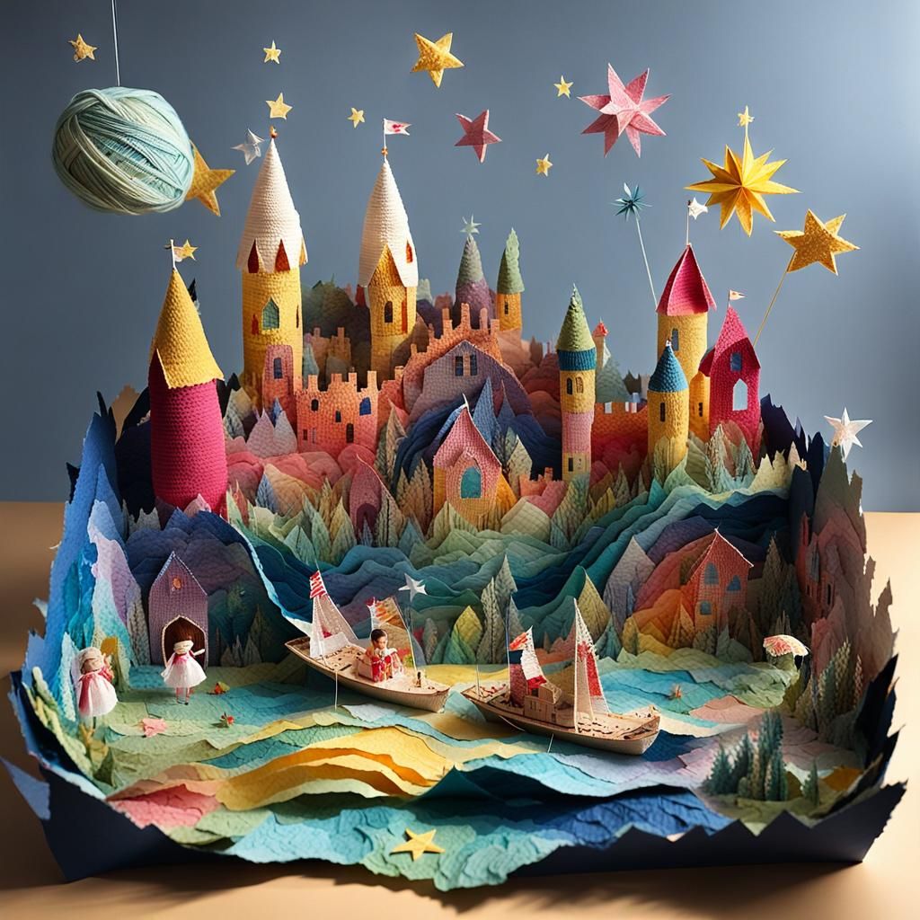 3D pop-up fantasy world masterpiece،cute princess made of to...
