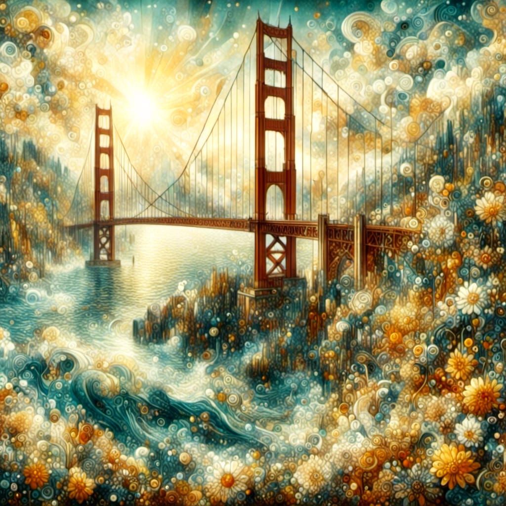 <lora:SurrealWhimsicalXL:1.3> Golden Gate Bridge