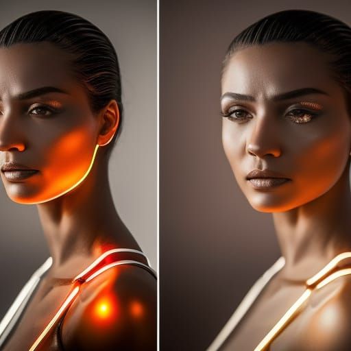 Glowing Inhuman feral; not human humanoid luminescent liquid elixir