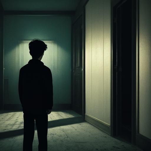Boy Watches Stars in Dark Cinematic Night
