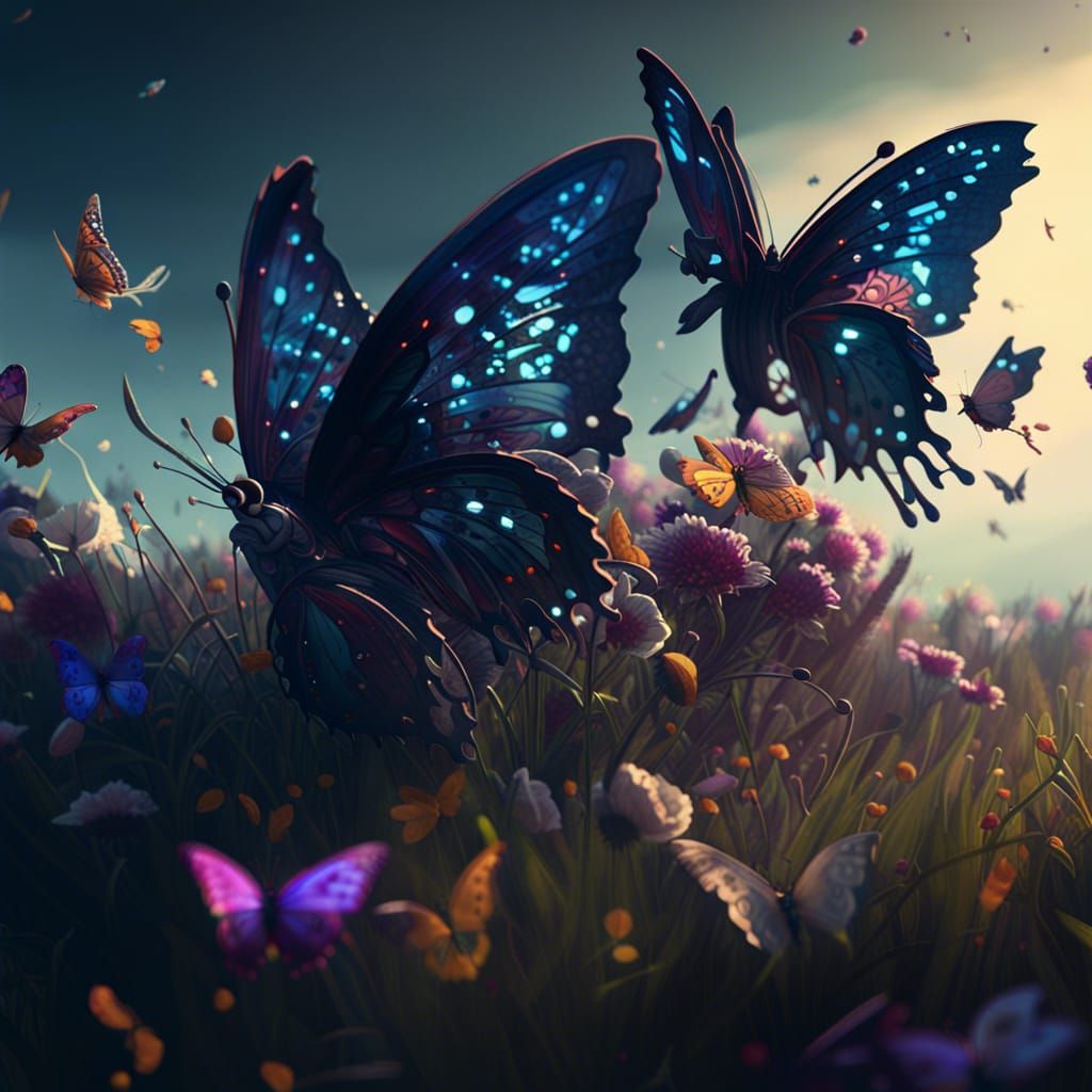 Butterflies in a meadow  by @Metuxa