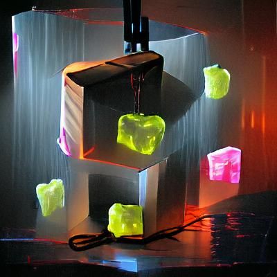 neon cube light glowing dripping