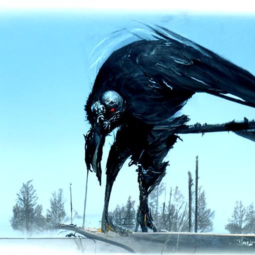 Crow on highway