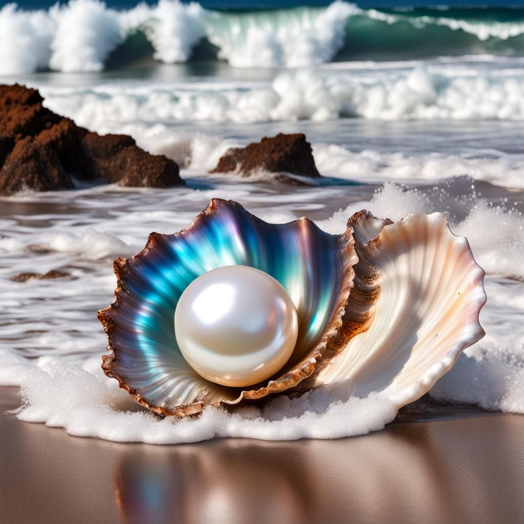 huge white pearl on a stormy beach  by @Lesia
