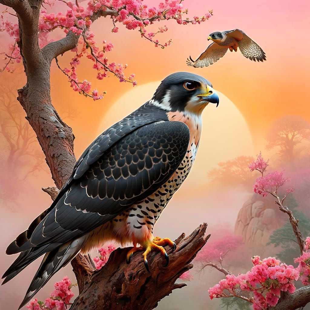 Peregrine Falcon on a branch