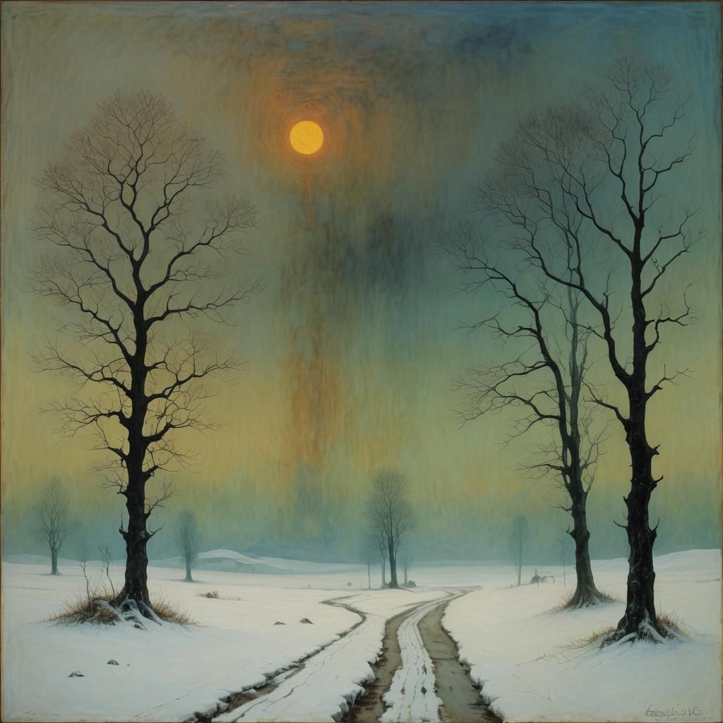 Beksiński Rothko Klimt Winter Landscape  by @Paulo